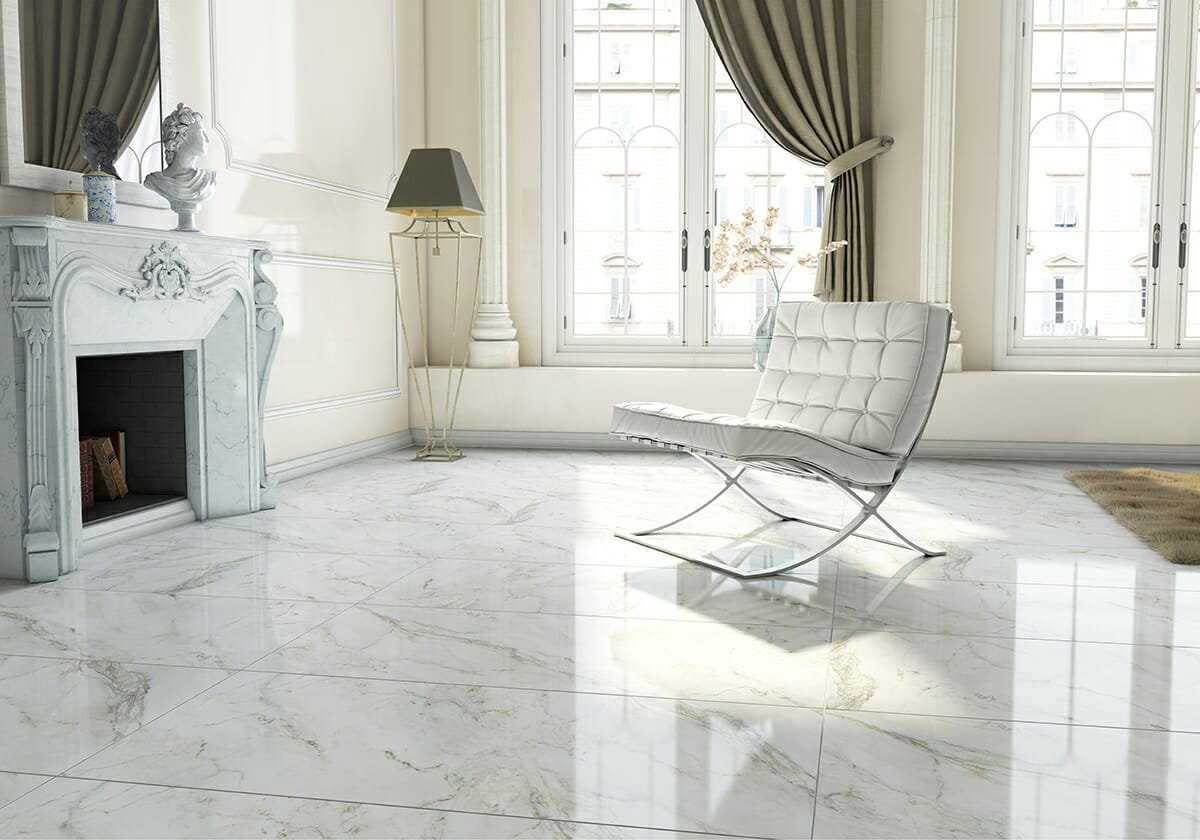 White Porcelain Floor Tiles by Country Floors